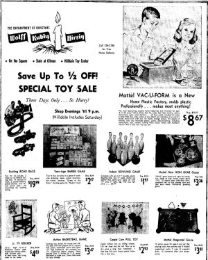 Wisconsin State Journal toy ads: 1960s